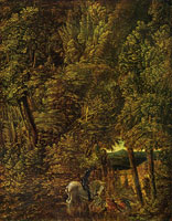 Лесной пейзаж со св. Георгием, поражающим дракона